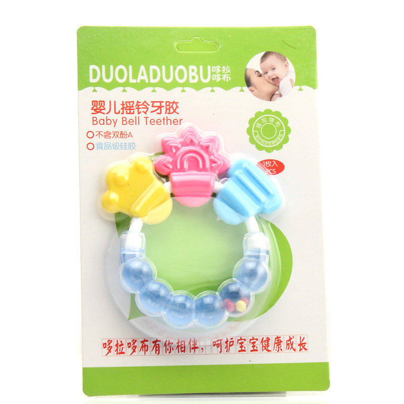 哆拉哆布婴儿摇铃牙胶宝宝磨牙棒硅胶可水煮新生婴儿益智玩具无毒