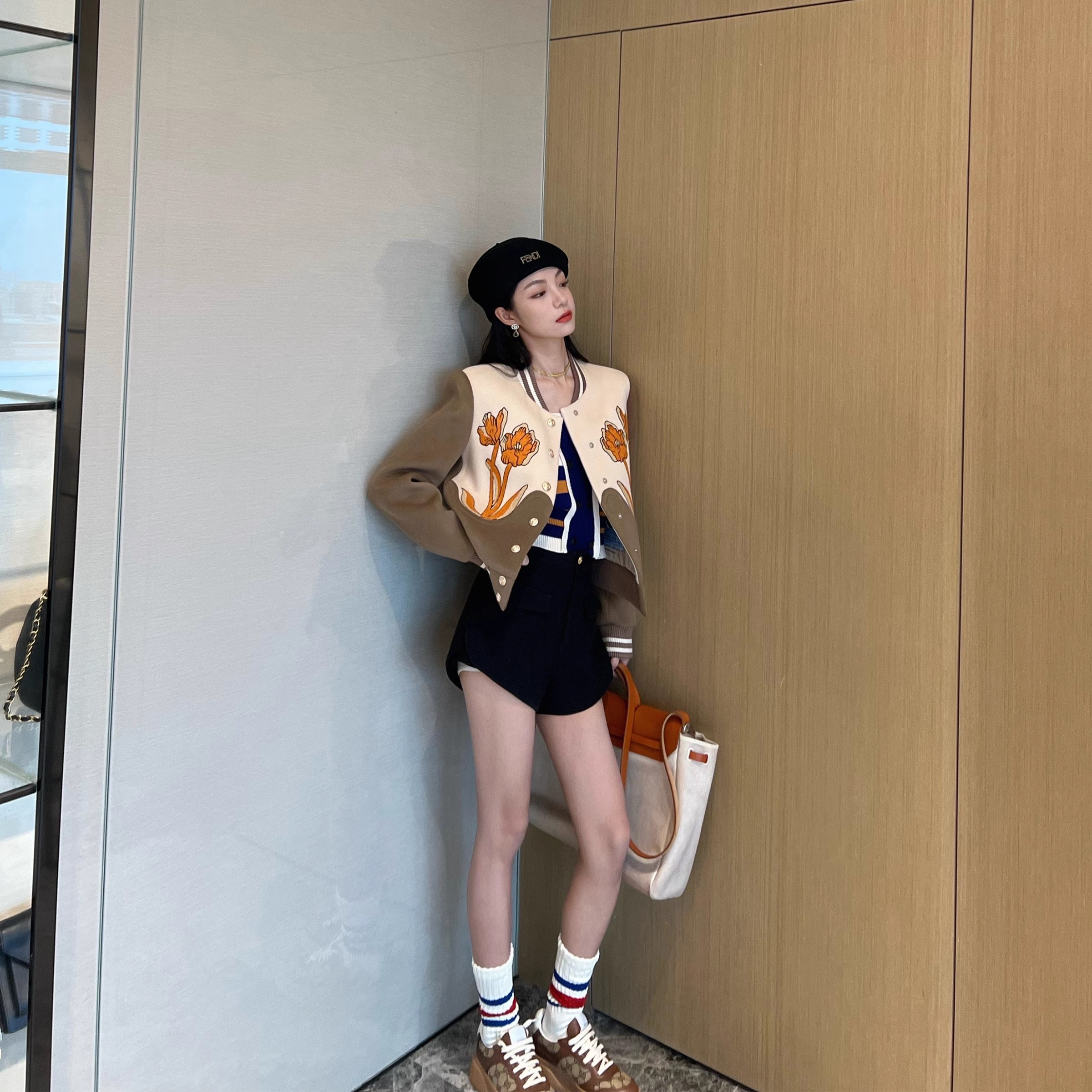 NancyCavally刺绣双面呢棒球服