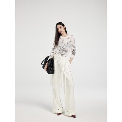 NancyCavally专柜款甄选Baby羊驼毛/羊毛 灵动花卉刺绣针织毛衣