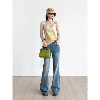 NancyCavally千禧复古做旧微喇裤