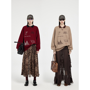 NancyCavally专柜款软糯亲肤纯羊毛  手绘涂鸦刺绣polo领针织毛衣