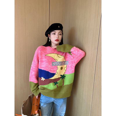 NancyCavally手工嵌花羊毛毛衣