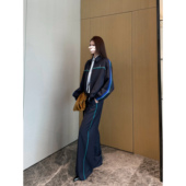 怀旧撞色拼接哈灵顿夹克套装 NancyCavally专柜款 进口美利奴澳毛