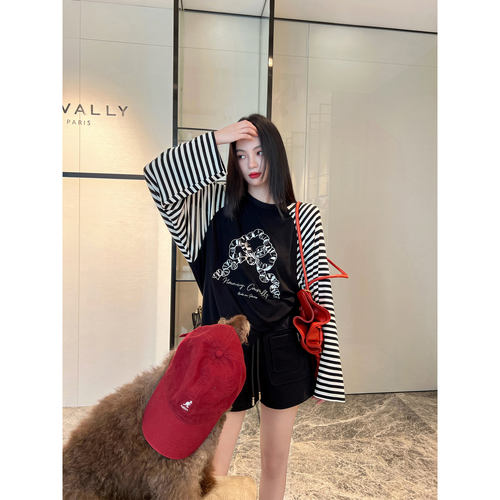NancyCavally条纹刺绣OS休闲套装