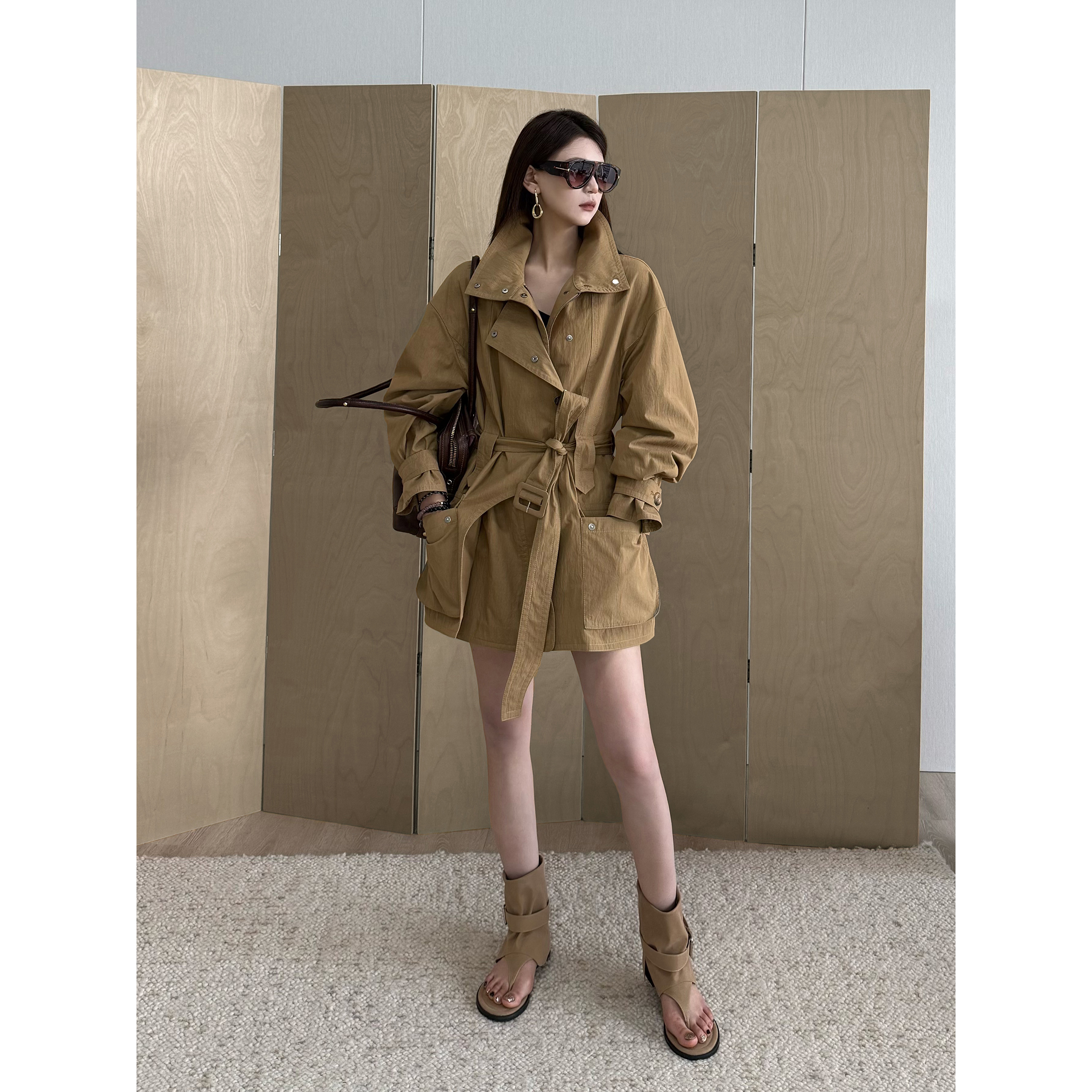 NancyCavally英伦风多穿系带风衣