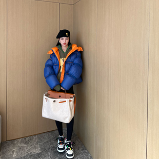 NancyCavally重工系列 保暖御寒白鹅绒超软撞色面包羽绒服