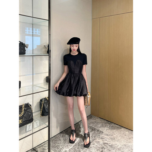 NancyCavally立裁分割花苞连衣裙