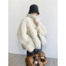 NancyCavally专柜款 奢雅肌理感羊皮鞣制皮毛一体立领老钱皮草外套