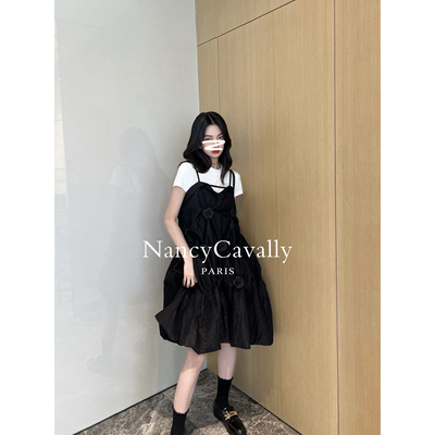 NancyCavally海面月光玫瑰吊带裙