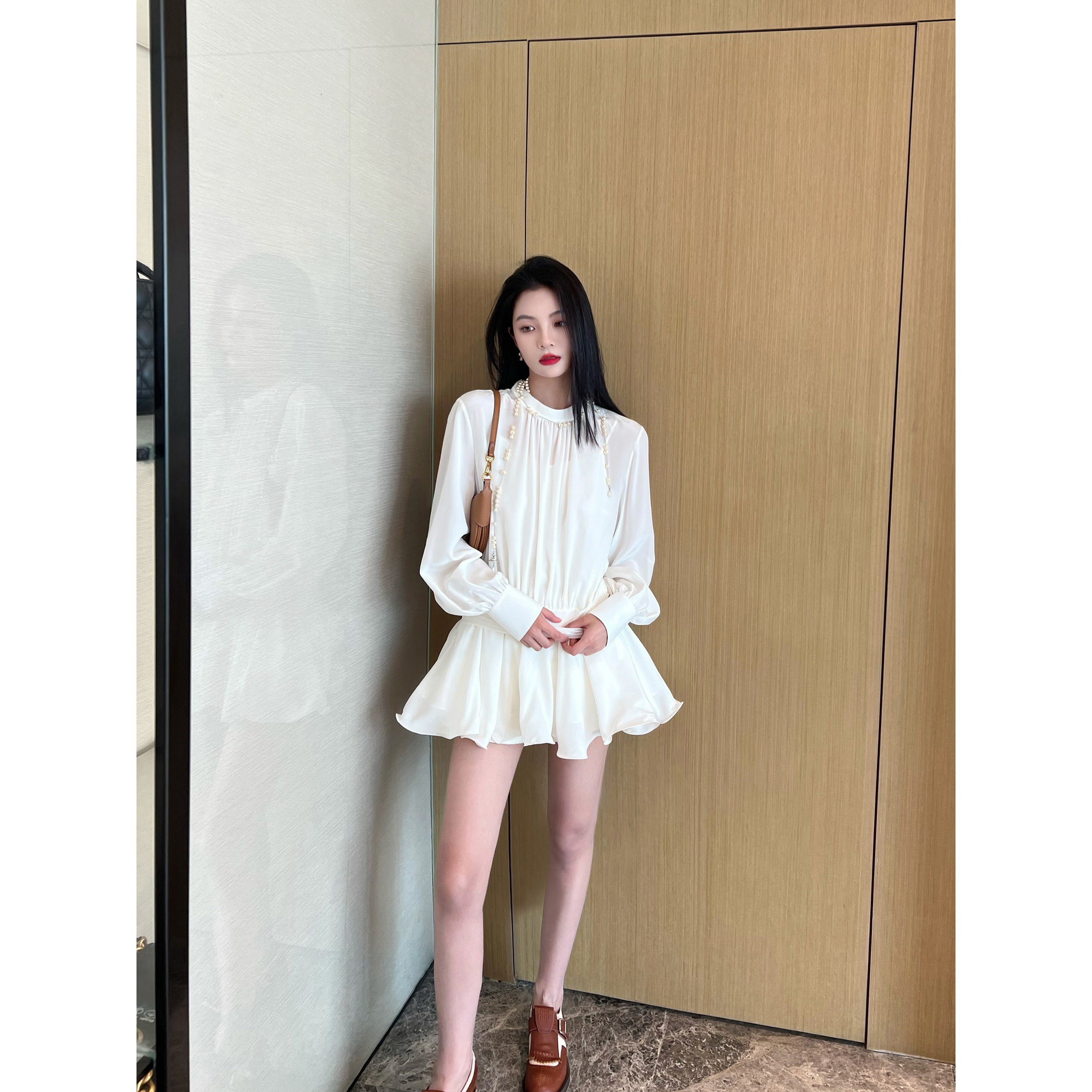 NancyCavally专柜款奢级18MM双绉真丝 浪漫空气感褶裥衬衫连衣裙