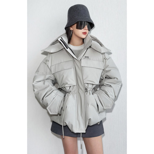 NancyCavally褶皱花苞派克羽绒服