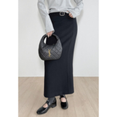 NancyCavally专柜款 高品质亲肤羊毛 清冷风毛呢后开叉直筒半身裙