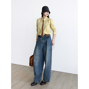 锥形阔腿牛仔裤 复古美式 高端品质全棉牛仔 NancyCavally专柜款