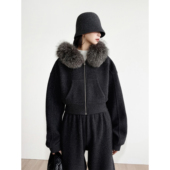 貉子毛领简约卫衣套装 蓬松银狐 奢贵细腻羊毛 NancyCavally专柜款