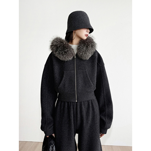貉子毛领简约卫衣套装 蓬松银狐 奢贵细腻羊毛 NancyCavally专柜款