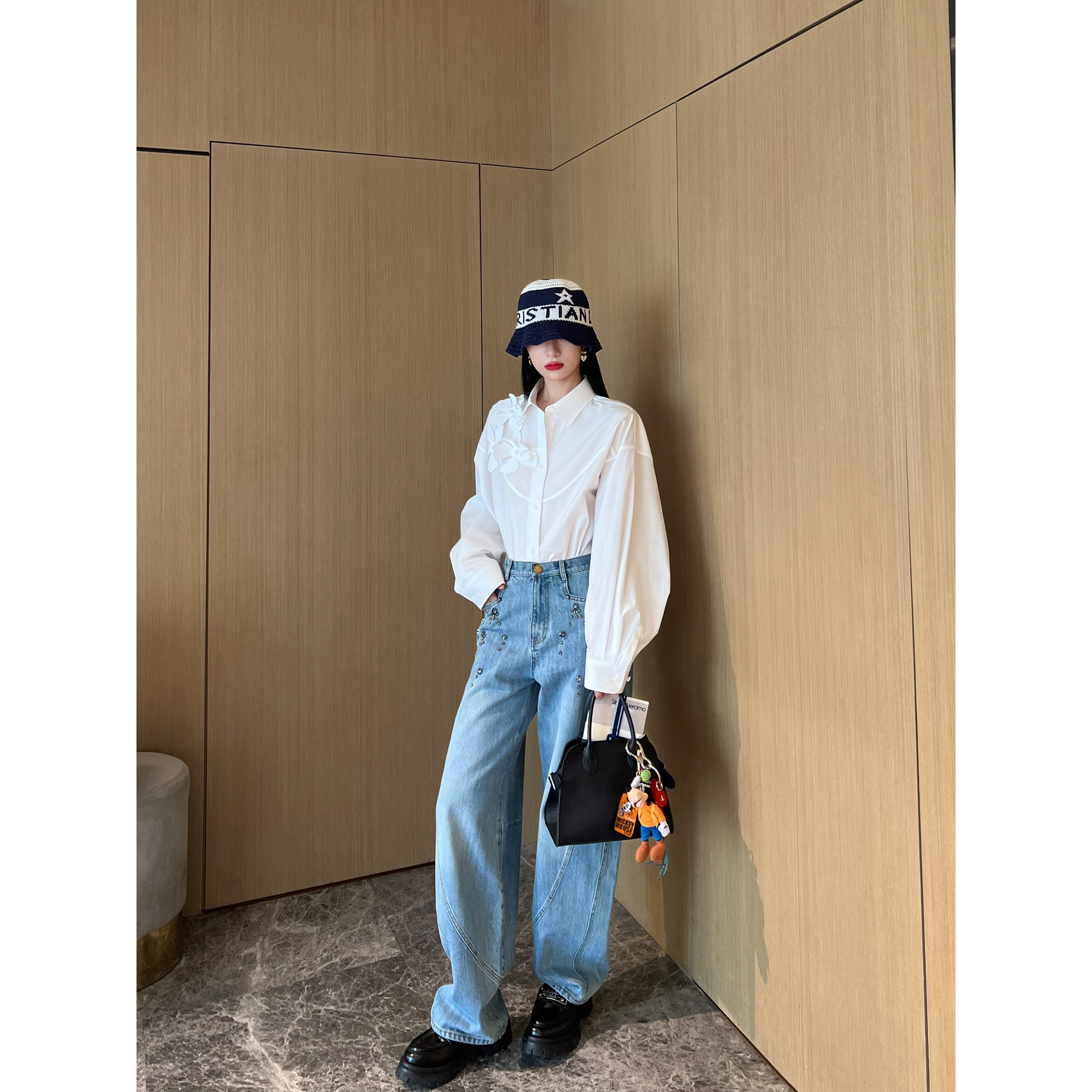 NancyCavally纯手工钉钻弯刀长裤图片