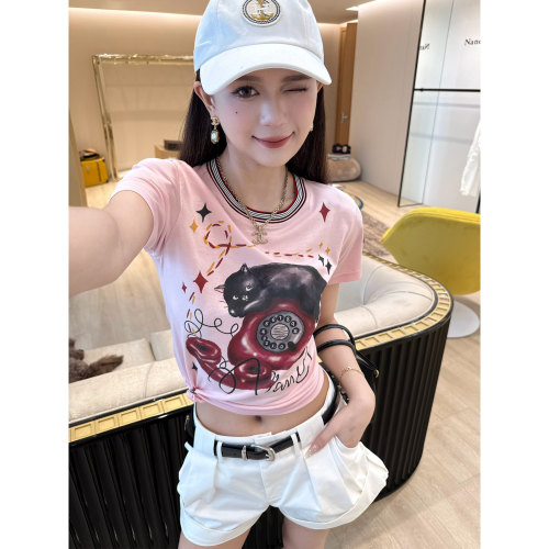 NancyCavally趣味电话小黑猫T恤