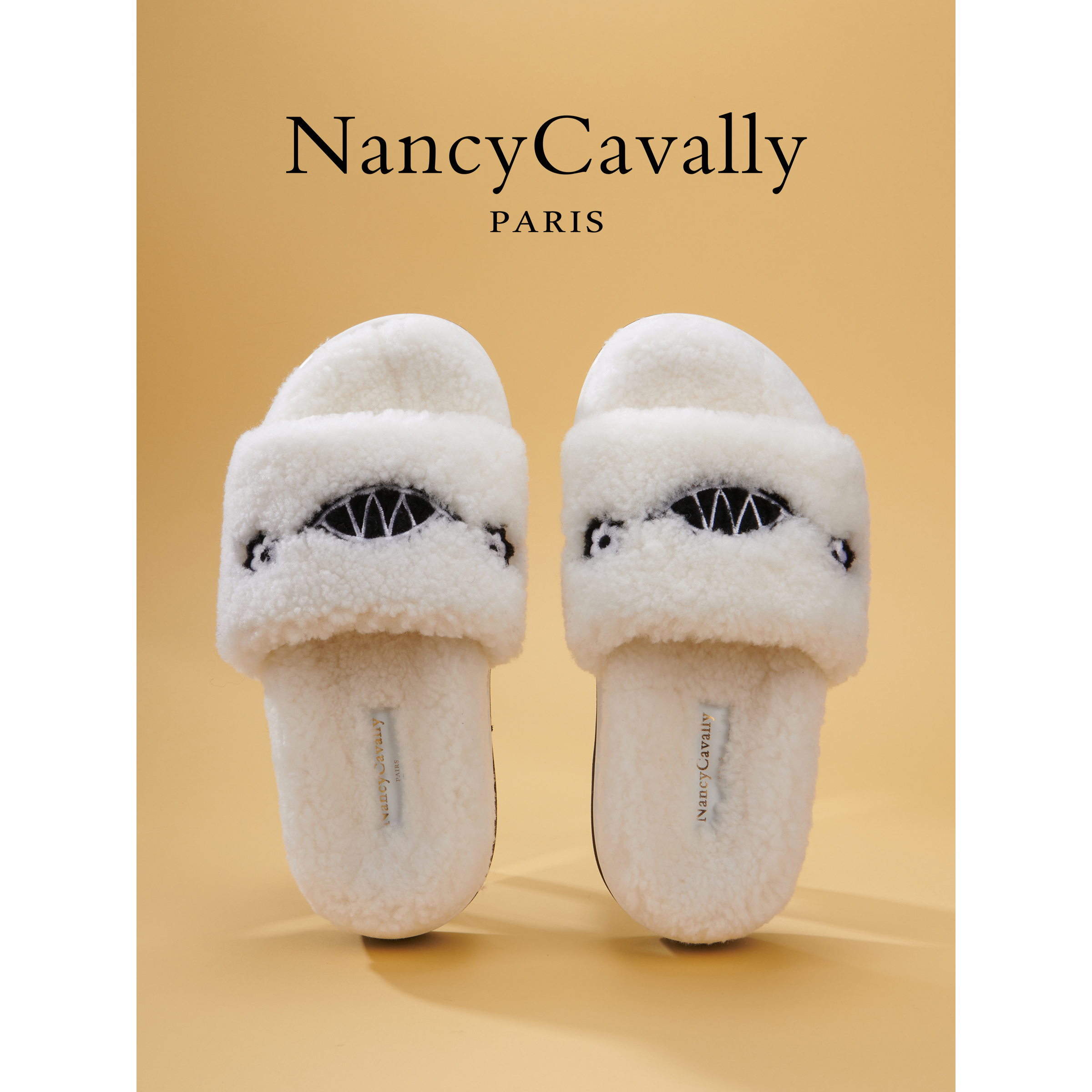 NancyCavally初剪羊羔毛毛毛拖鞋