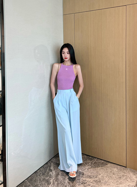 NancyCavally薄而不透丝丝清凉  The*ry同源醋酸立裁阔腿拖地神裤