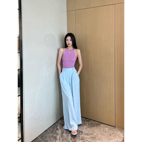 NancyCavally醋酸丝丝清凉阔腿裤
