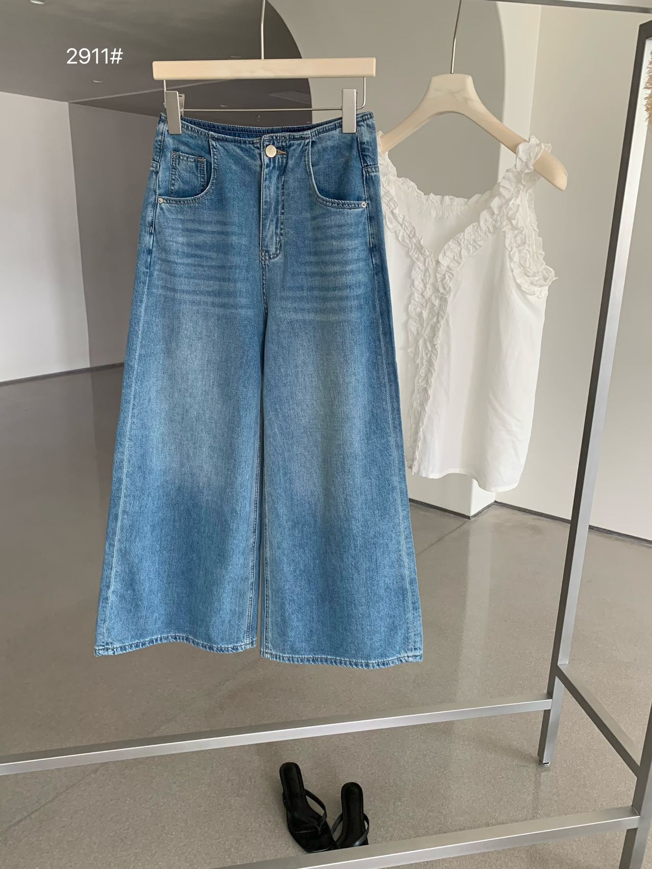 卡蔓诗韩标2911正品天丝牛仔裤女夏季休闲宽松百搭阔腿裤九分裤子