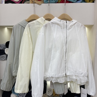 卡蔓诗KMS30120正品蕾丝内胆连帽防晒衣女夏季韩系宽松显瘦短外套