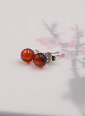 送女友S925纯银镶嵌天然琥珀蜜蜡