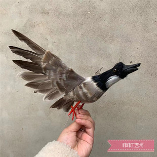 仿真羽毛大雁影视摄影道具田园园林装饰教学演示道具展翅大雁模型