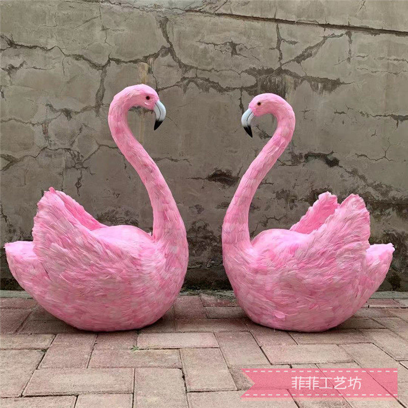 室内婚礼舞台粉色天使火烈鸟摆件