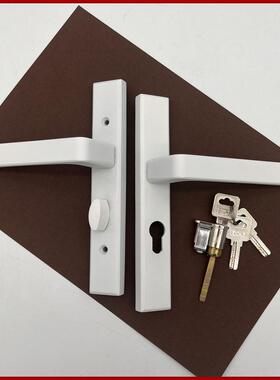 白色卫浴阳台门把手实心铝28宽带钥匙110孔静音通用 公共厕所门锁