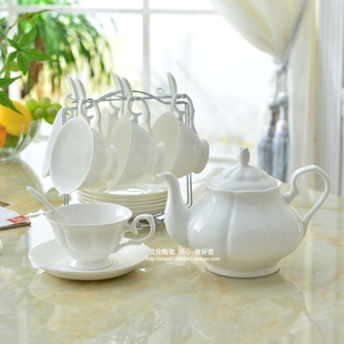 高档英式纯白骨瓷咖啡杯套装下午茶具红茶花茶杯配碟勺壶办公室用