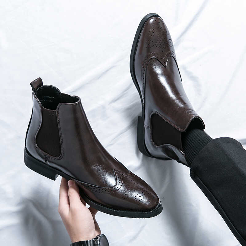 切尔西靴布洛克男士雕花英伦风