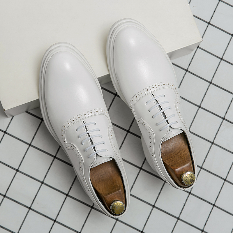 英伦风布洛克内增高皮鞋