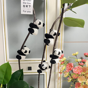 转运竹富贵竹熊猫夹子装饰件毛绒玩具卧室桌面小挂件可爱创意礼物