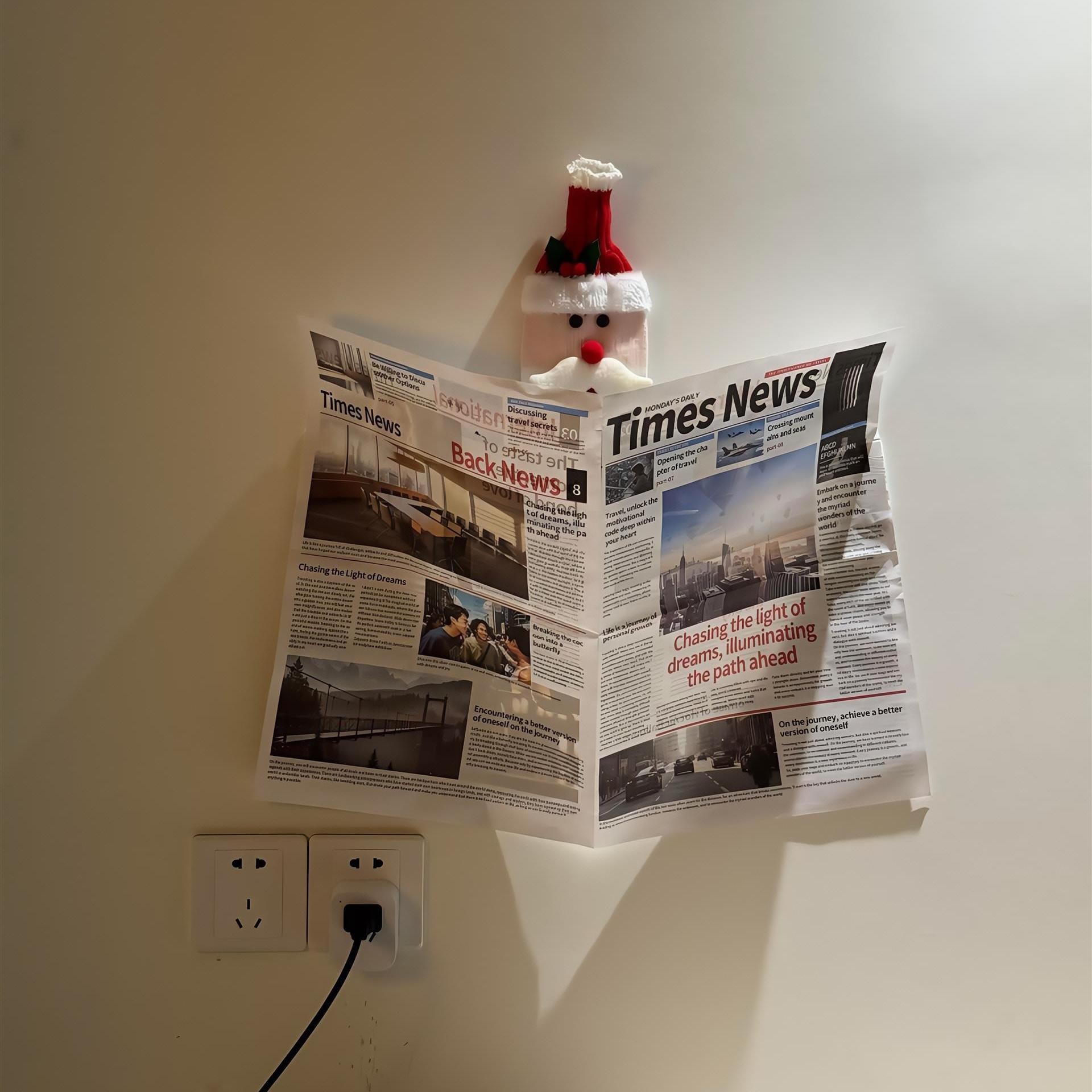 圣诞老人报纸墙上壁挂灯发光小夜灯装饰品氛围装饰挂件家用床头