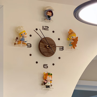 手办盲盒钟表展示免打孔墙贴挂钟卡通壁挂摆件美化墙面创意挂钟表