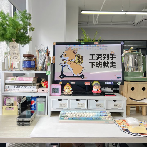 桌面增高架电脑显示器笔记本置物架子办公室宿舍神器抽屉式收纳盒