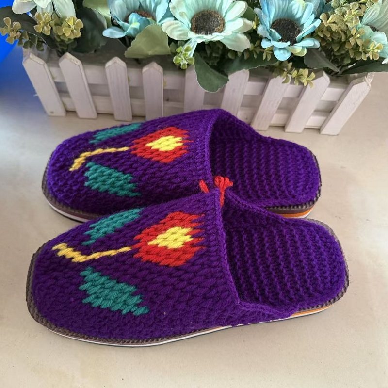 38/39码成品现货纯手工勾女防滑坡跟平底包头毛线拖鞋花朵礼品,女鞋,包头拖,淘宝优惠券,粉丝福利购,淘宝优惠卷