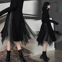 Váy retro nữ Pháp 2019 xuân mới thon dài phần không phồng váy lưới siêu cổ tích - Váy chân váy xòe