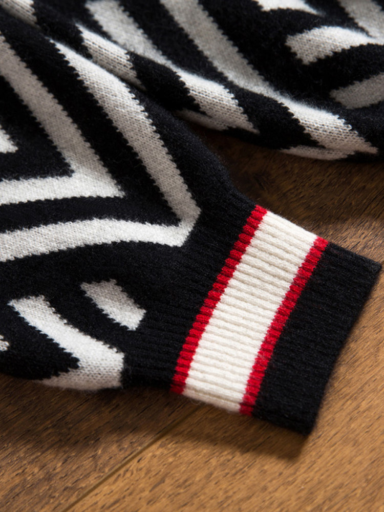 AUTUMN WINTER THICKENED MID NECK CASHMERE SWEATER MENS 100% PURE CASHMERE SEMI HIGH NECK DIAMOND PATTERN CONTRAST MENS YOUTH SWEATER