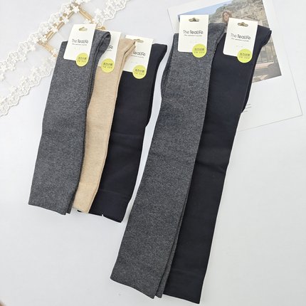 小茶生活1633压力显瘦小腿袜防下滑过膝长筒袜1634黑色jk学院风女
