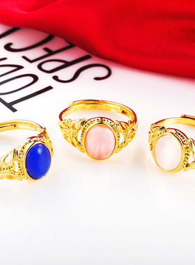 纯铜猫眼石戒指送女友生日礼物