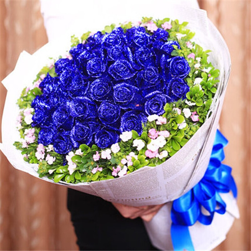 33朵蓝色妖姬花束大连鞍山鲜花速递沈阳本溪盘锦同城丹东铁岭花店