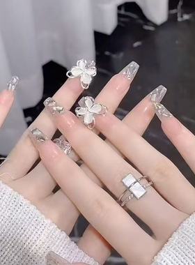 美甲穿戴甲爆款2025手工指甲贴片猫眼大蝴蝶显白中长款假指甲贴片