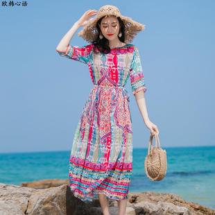 海边度假沙滩裙旅游女连衣裙子拍照穿搭三亚云南女装旅行出游夏季