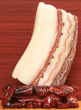 16*22*2cm1286g天然石材奇石摆件猪肉石五花肉桌面装饰雕刻石摆件