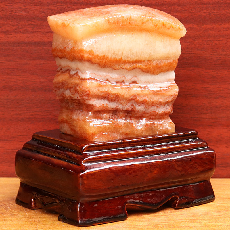 11*12*4cm786g天然石材奇石摆件猪肉石五花肉桌面装饰雕刻石摆件