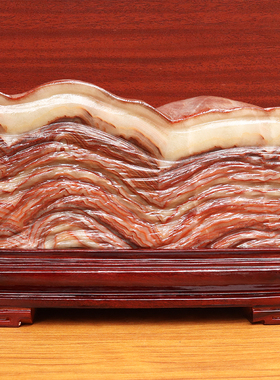 37*24*8cm12915g天然石材奇石摆件猪肉石五花肉桌面雕刻石摆件