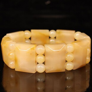 25*18*9mm8颗圆珠24颗89g天然桂林鸡血玉石手链田湾料男士手链