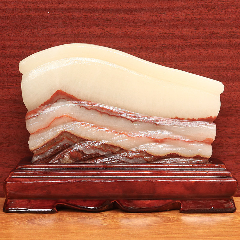 20*14*2cm1189g天然石材奇石摆件猪肉石五花肉桌面装饰雕刻石摆件